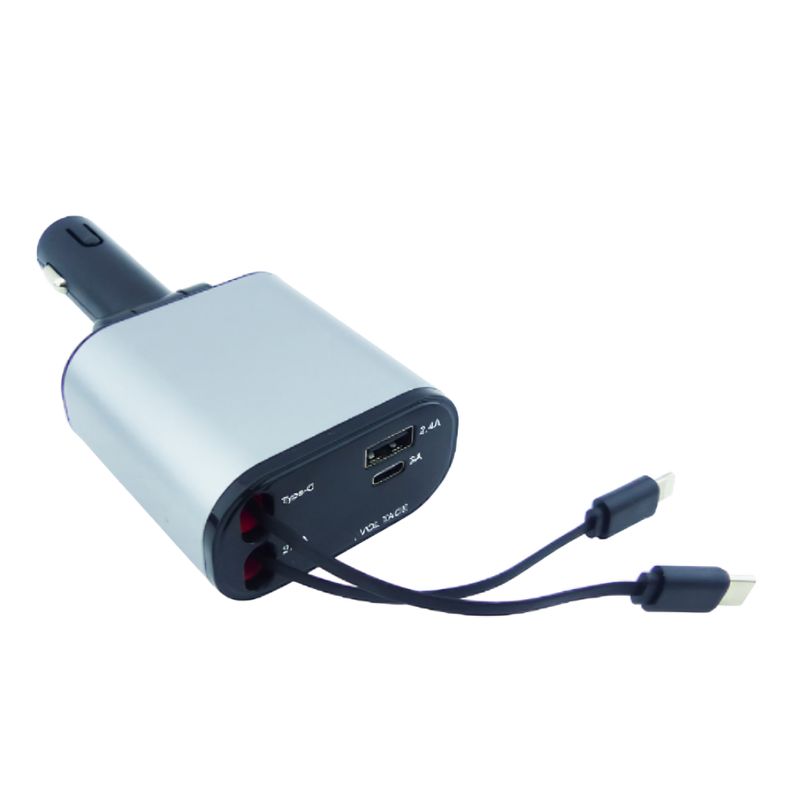 GENERICO - Cargador 120W Fast Charge con 2 Cables Retráctil
