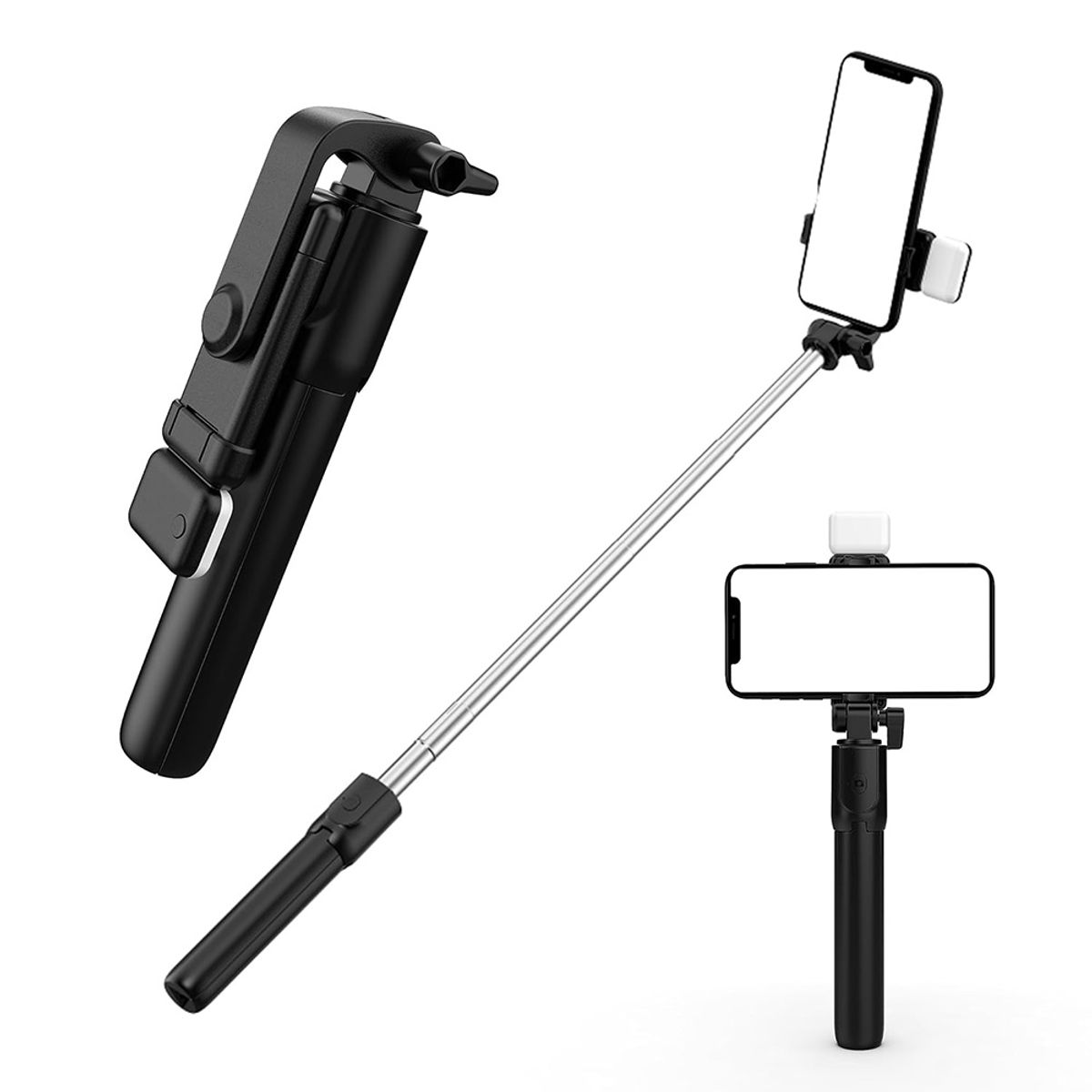 IMPOPLANET - SOPORTE PARA TELEFONO PLEGABLE SELFIE STICK BASTON EXTENSIBLE NEGRO