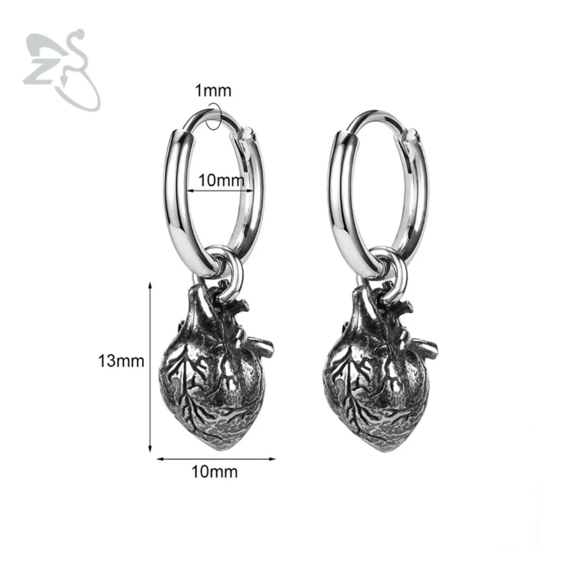 GENERICO - Aros Punk Hombre Mujer Corazón Space Earing