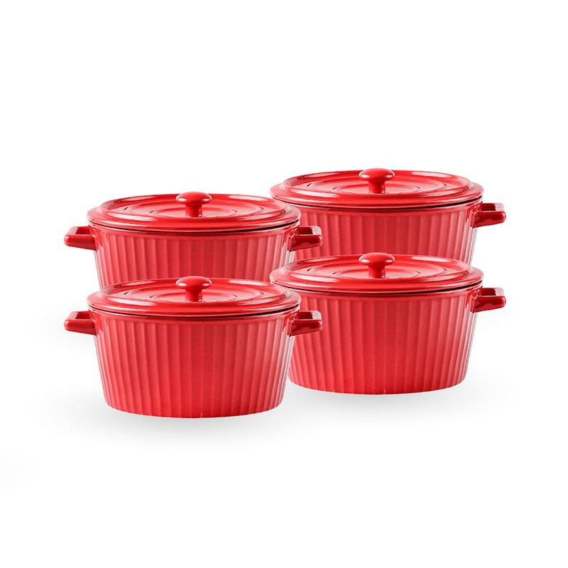 SIMPLIT - Set 4 Fuentes de Cerámica para Horno Roja Simplit