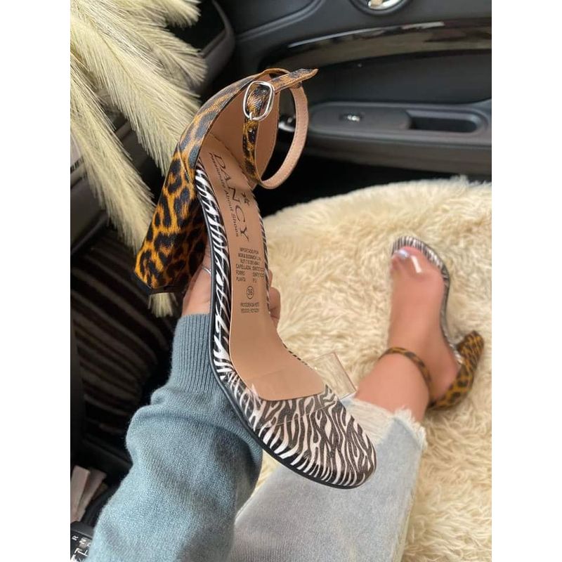 SNOOPY - Sandalias  Mujer Animal Print Taco Alto M310
