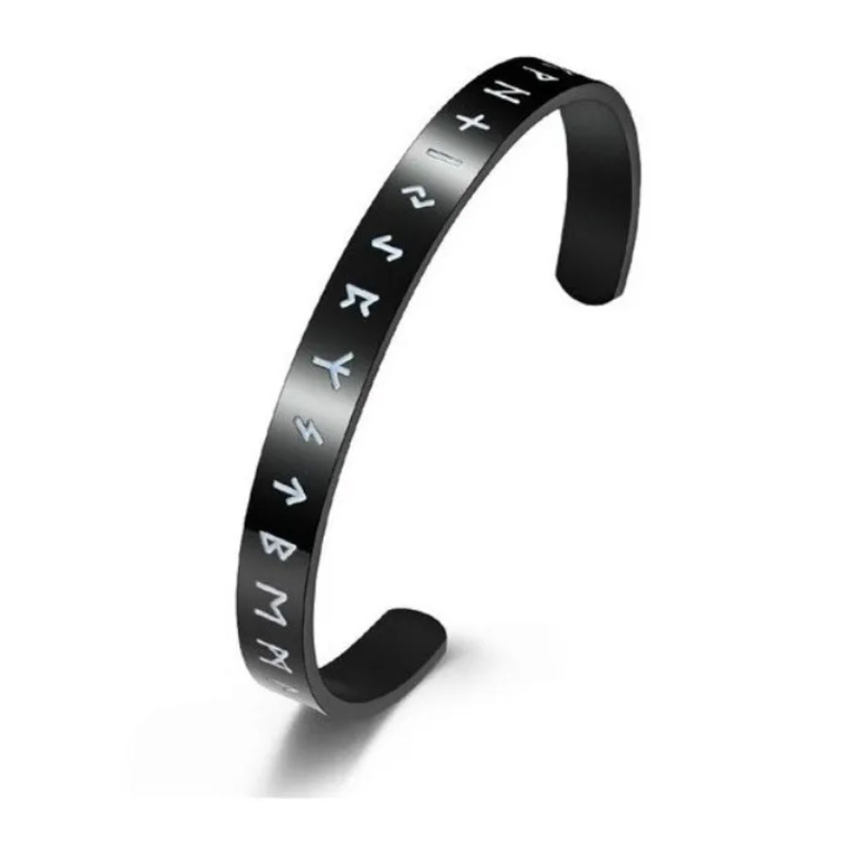 GENERICO - Pulsera Vikinga Runas Black Hombre Moda Acero Quirurgico