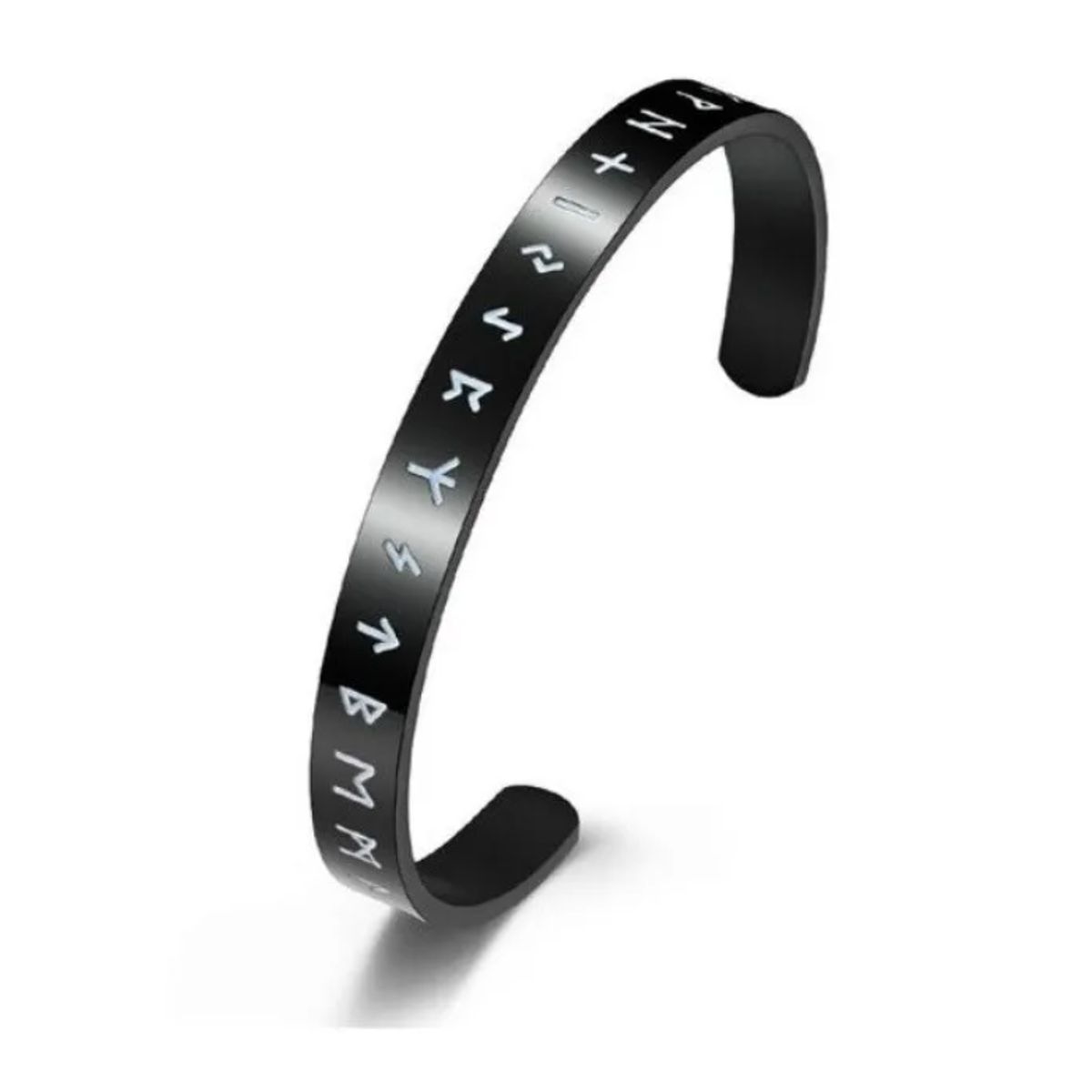 GENERICO - Pulsera Vikinga Runas Black Hombre Moda Acero Quirurgico