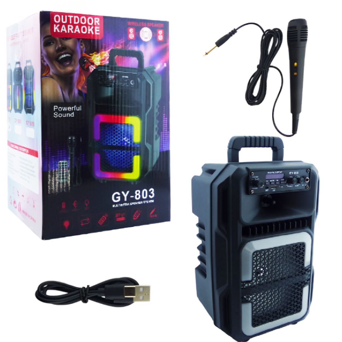 GENERICO - Parlante Karaoke GY803 8 BT USB RGB