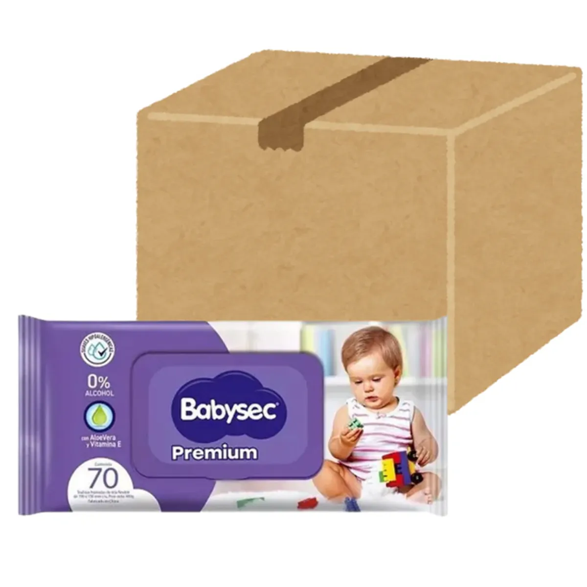 BABYSEC - Wipes Toalla Húmeda Babysec Premium 0 % Alcohol 70 - Caja 12 paquetes 840 unidades