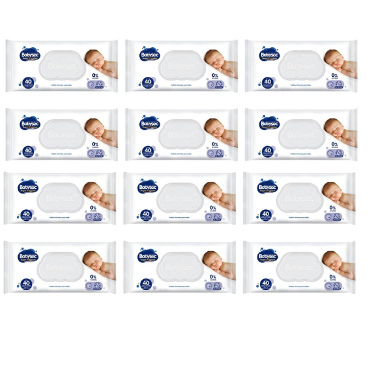 BABYSEC - Wipes Toallas Húmedas Babysec Super Premium 40 – Caja 12 paquetes 480 unidades