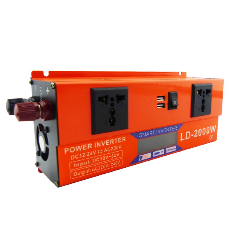 GENERICO - Inversor Voltaje Vehículo 1224V 2000W 2USB LCD