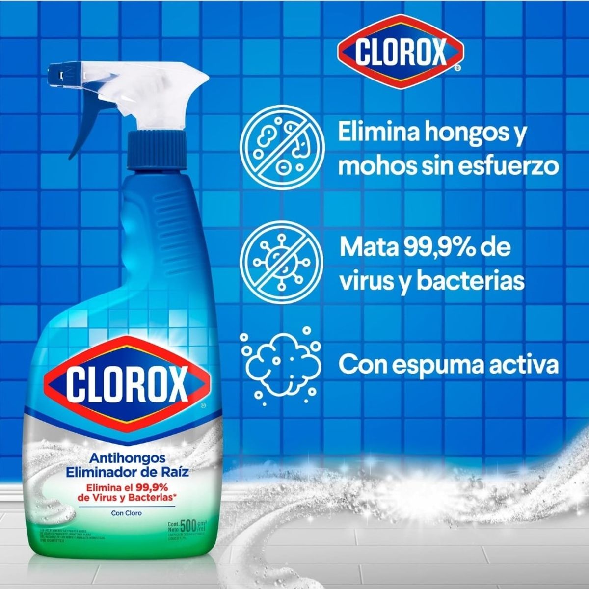 CLOROX - Limpiador Líquido Antihongos Botella, 500 ml Clorox