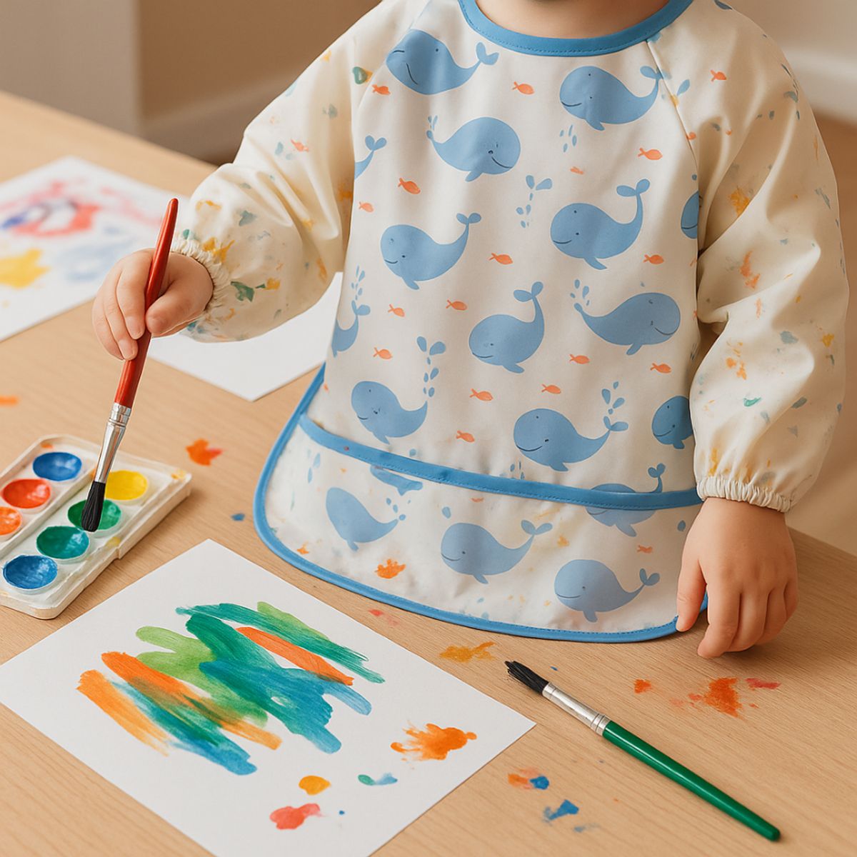 GARSIL - Pack 3 Delantales Baberos Impermeable 6-24 meses Manga Larga