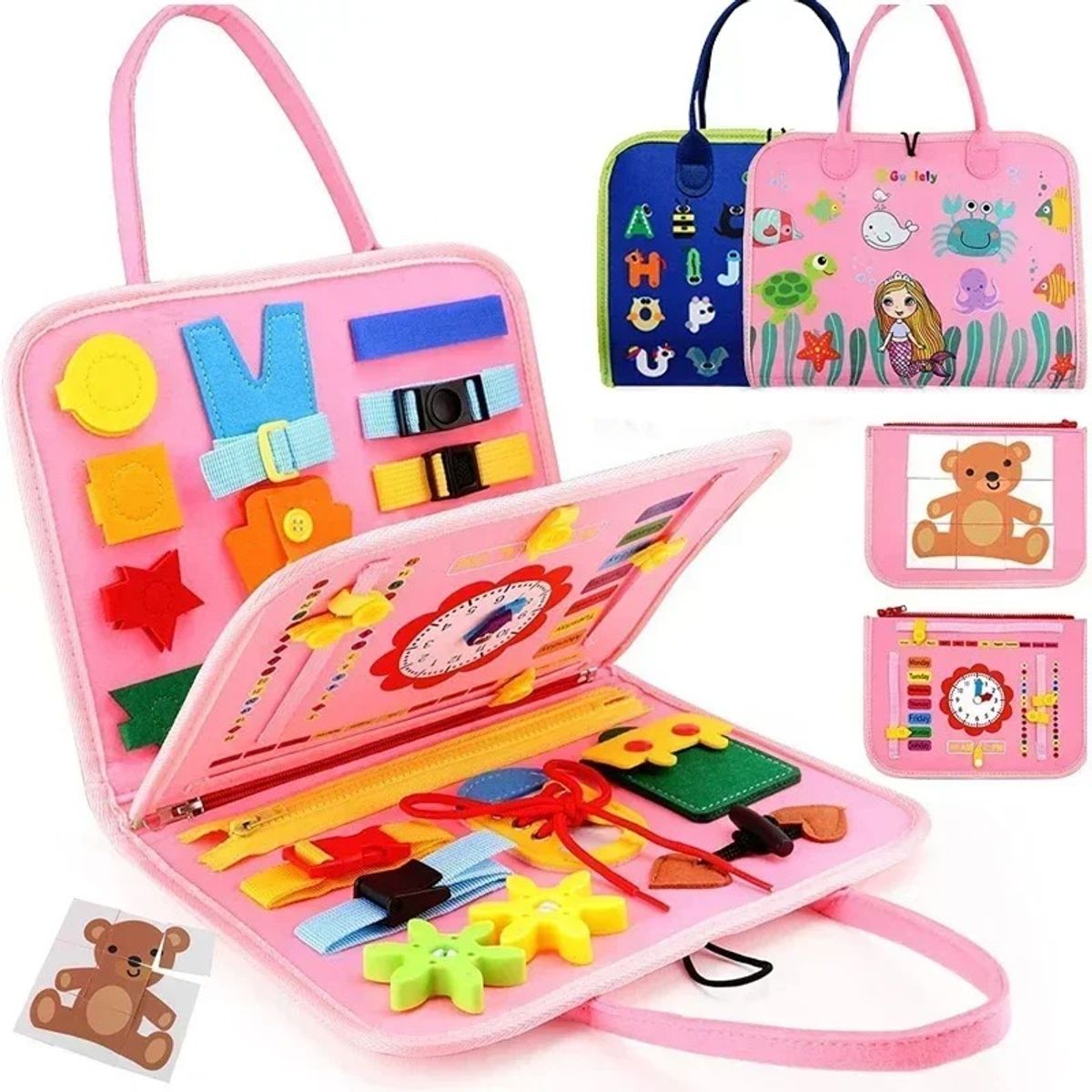 GENERICO - LIBRO MALETA SENSORIAL PARA NIÑOS ROSADA