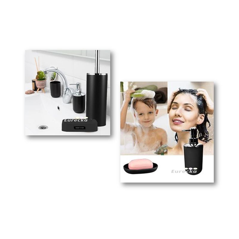 GENERICO - Set Baño 4 Piezas Taza Jabonera Dispensador Escobilla