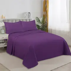 GENERICO - Juego de Sabanas 2 Plazas. 4 Piezas. Color Morado TFS006