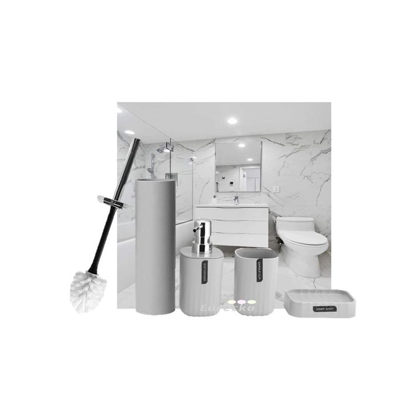 GENERICO - Set Baño 4 Piezas Taza Jabonera Dispensador Escobilla
