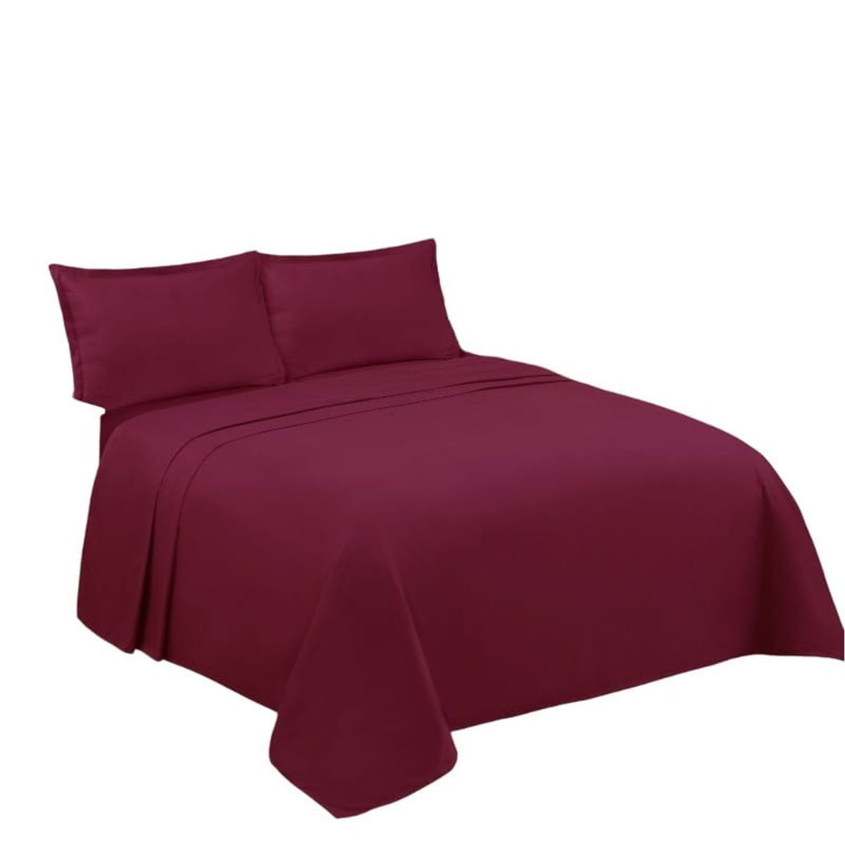 GENERICO - Juego de Sabanas 2 Plazas. 4 Piezas. Color Burdeo TFS009