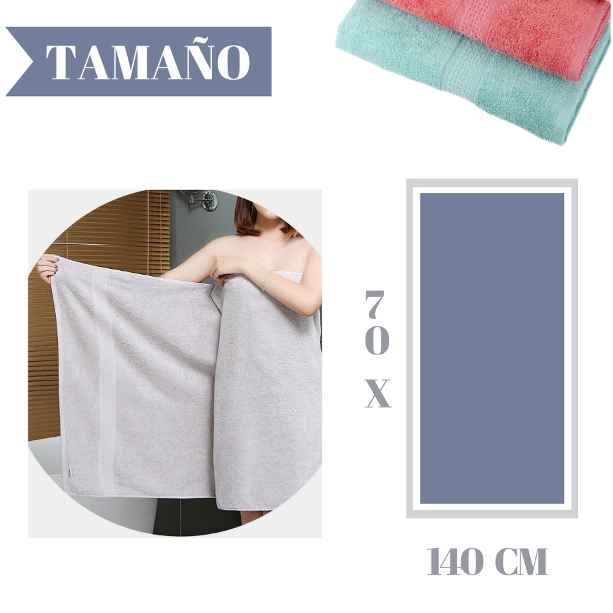 Pack De 3 Toallas De baño Algodon Gruesas De Cuerpo 70x140cm, marca GARSIL - Foto 2