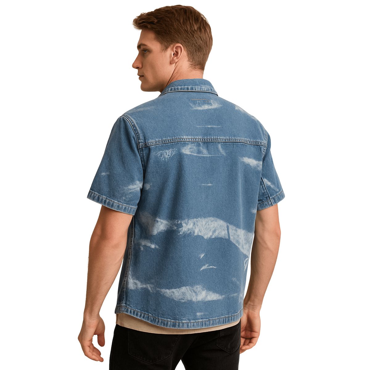 D'JOE - Chaqueta Sobrecamisa Jeans Hombre Manga Corta