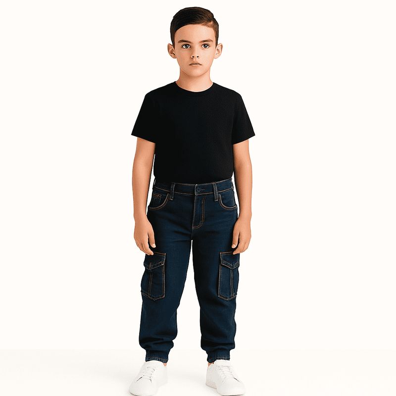 KIBOU - Pantalón Jogger Cargo Mezclilla Niño