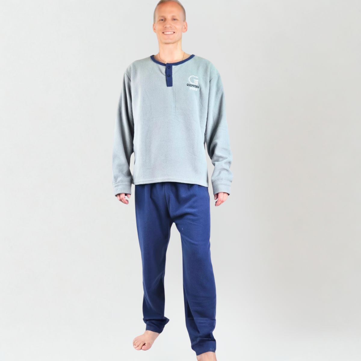 TIOZONEY - Pijama Hombre Polar Invierno de Alta Calidad