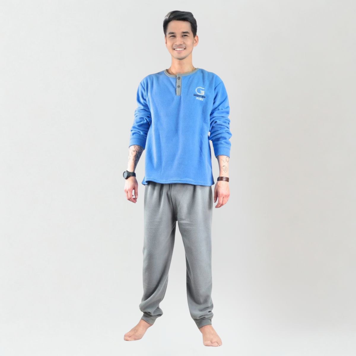 TIOZONEY - Pijama Hombre Polar Invierno de Alta Calidad