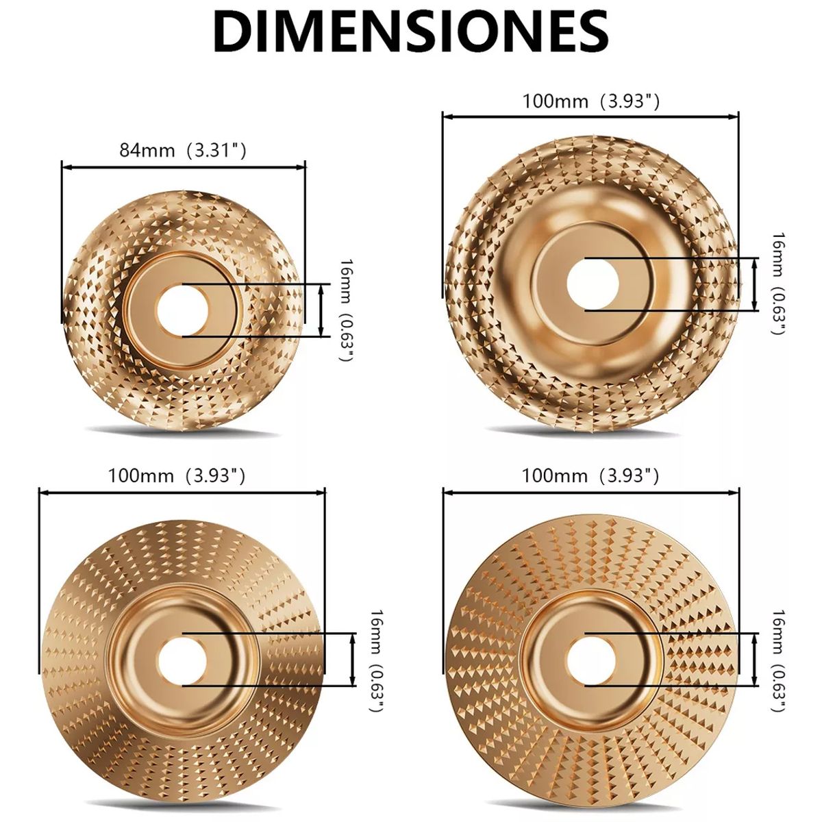 ATURE - 4u Disco Desgaste De Madera Estándar 16 Mm Lijado Esmeril