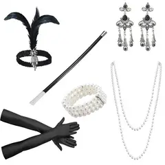 ATURE - Set De Disfraz Con Pluma Negro Para Fiesta