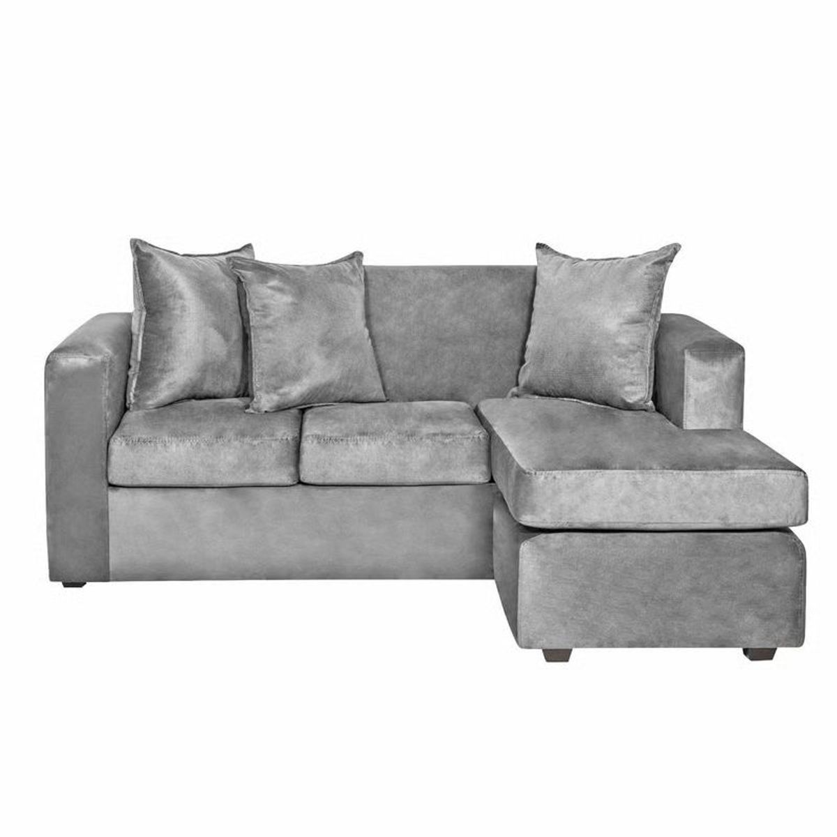 GENERICO - Sofa Seccional L 3 Cuerpos Gris Felpa