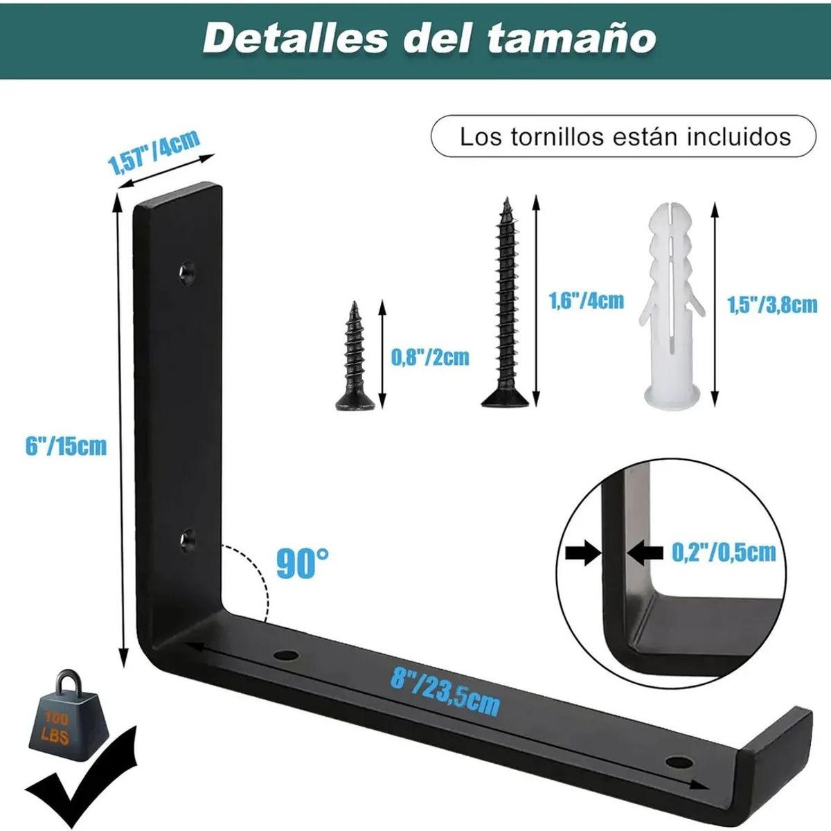 GENERICO - Escuadras Inoxidable Para Repisa De 23.5cm 4 Piezas