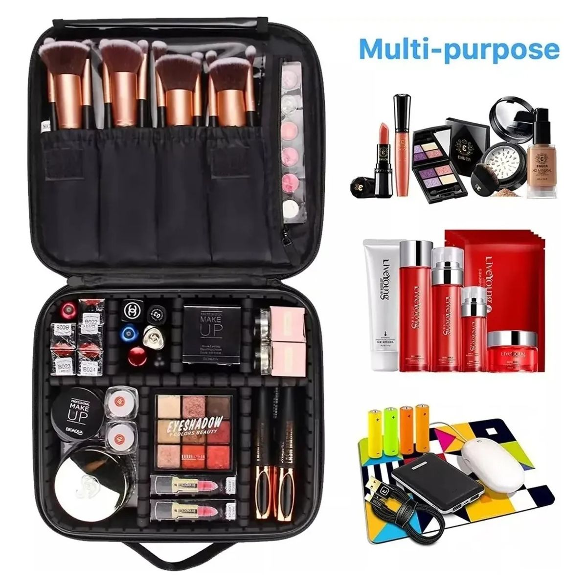 GENERICO - Maleta Maquillaje Portátil Cartera Cosméticos Negra