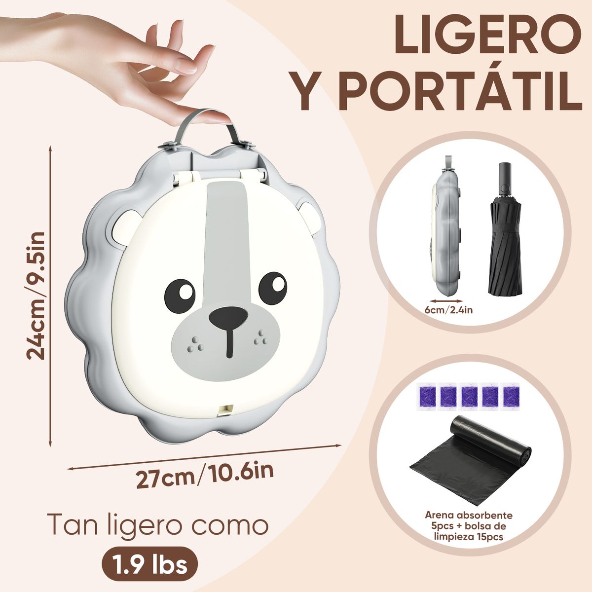 KOKILA - Pelela Portatil Plegable Baño Inodoro Niños +15 Bolsas