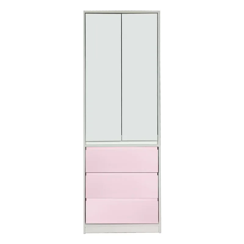 DECORACION CREATIVA - Closet Melamina Blanca, 2 Puertas y 3 Cajones Rosados