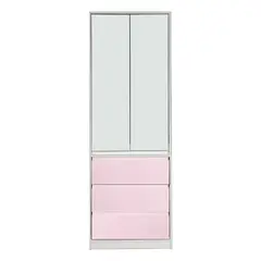 DECORACION CREATIVA - Closet Melamina Blanca, 2 Puertas y 3 Cajones Rosados