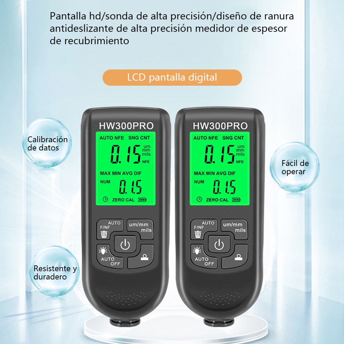 ATURE - Medidor Espesor Pintura Auto Probador Profundidad Negro