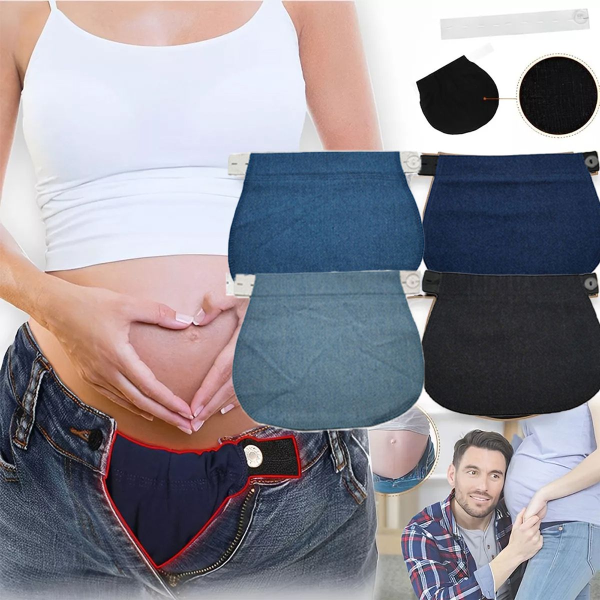 ATURE - Pack 4 Extensores Pantalón Para Embarazadas, Tela Resistente