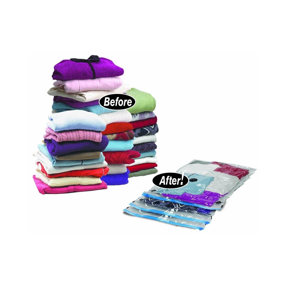 MOVI - PACK DE 6 BOLSAS GUARDA ROPA  AL VACIO- TRANSPARENTE.