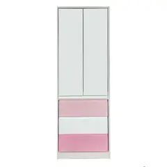 DECORACION CREATIVA - Clóset de Melamina Blanca 2 Puertas y 3 Cajones Rosado y Blanco