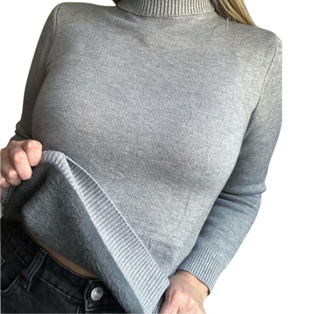 TIOZONEY - Sweater Beatle Forro Polar Cuello Alto Doble De Mujer Sueter