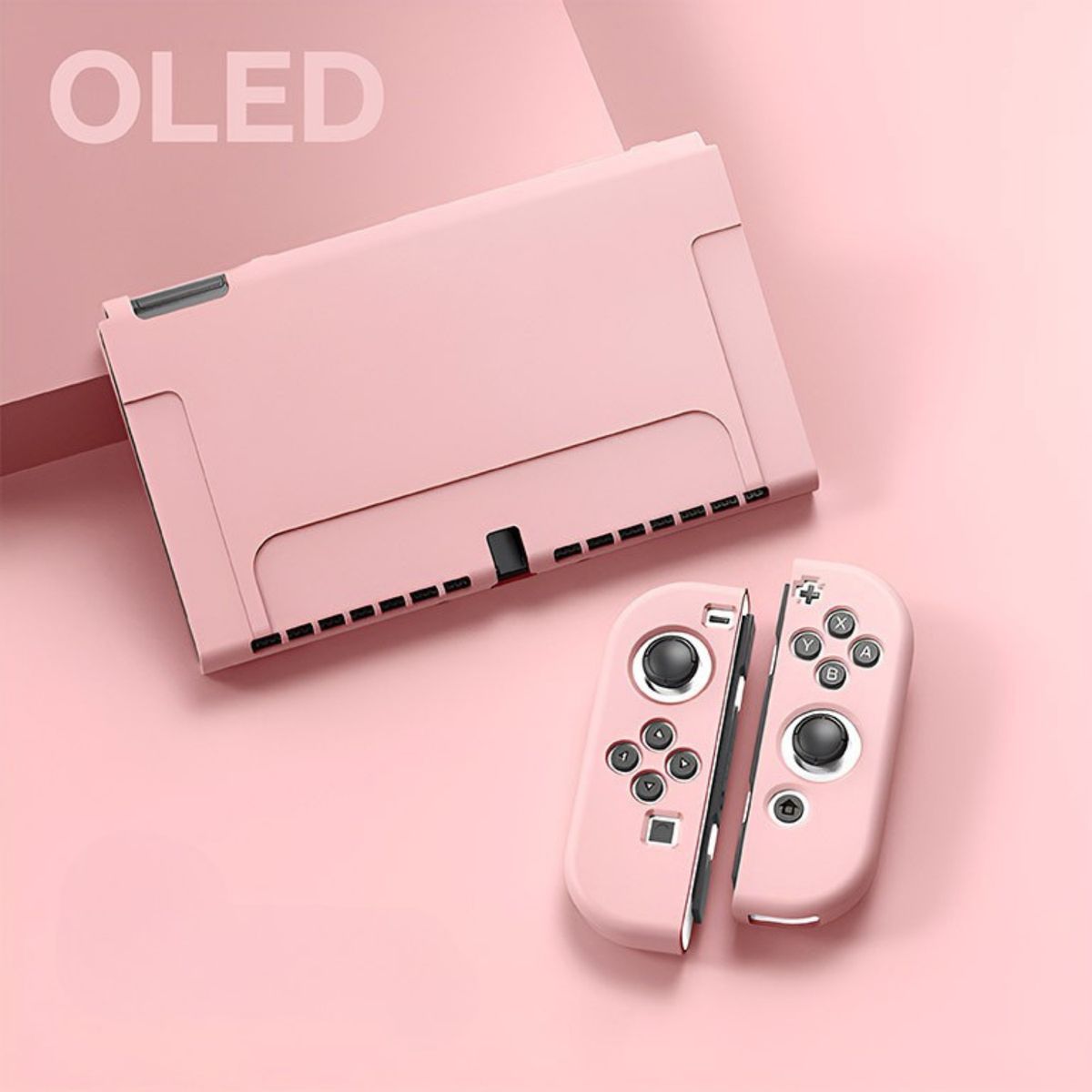 GENERICO - Carcasa Funda Protectora Para Nintendo Switch Oled Silicona Rosa