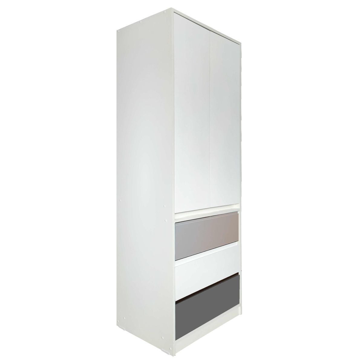 DECORACION CREATIVA - Closet vertical Blanco Gris, 2 puertas 3 cajones Decoracion Creativa