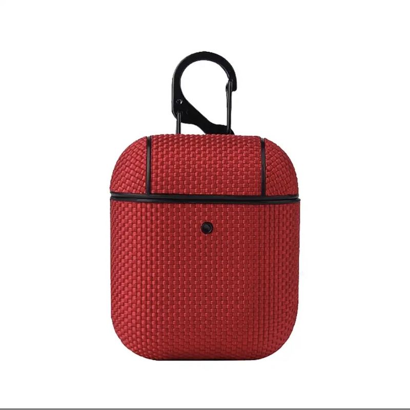 GENERICO - Carcasa Funda Nylon Shockproof Para AirPods 1 / 2 GEN - Rojo
