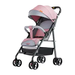 LUBABYCAS - Coche De Paseo Reclinable Liviano Smart Rosado