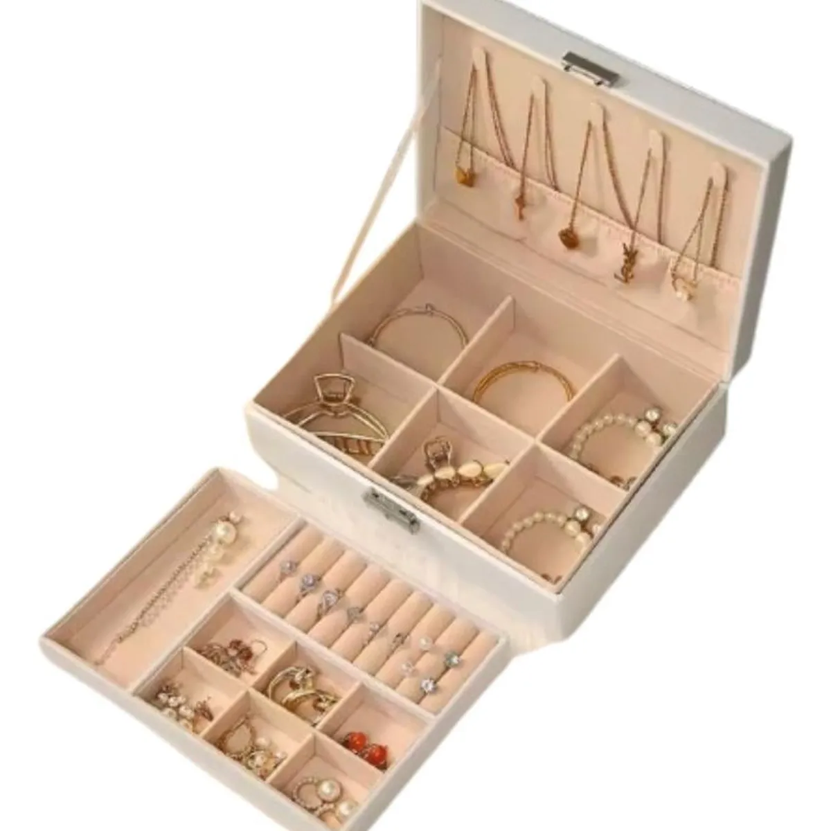 GENERICO - Maletín Organizador De Joyas Elegante Con Cerradura Y Doble