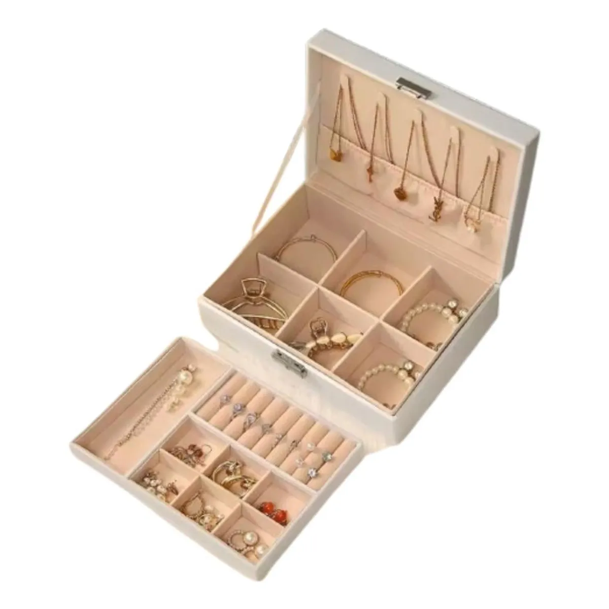 GENERICO - Maletín Organizador De Joyas Elegante Con Cerradura Y Doble