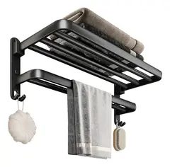 GENERICO - Soporte Plegable De Pared Para Toallas Con Gancho 50cm