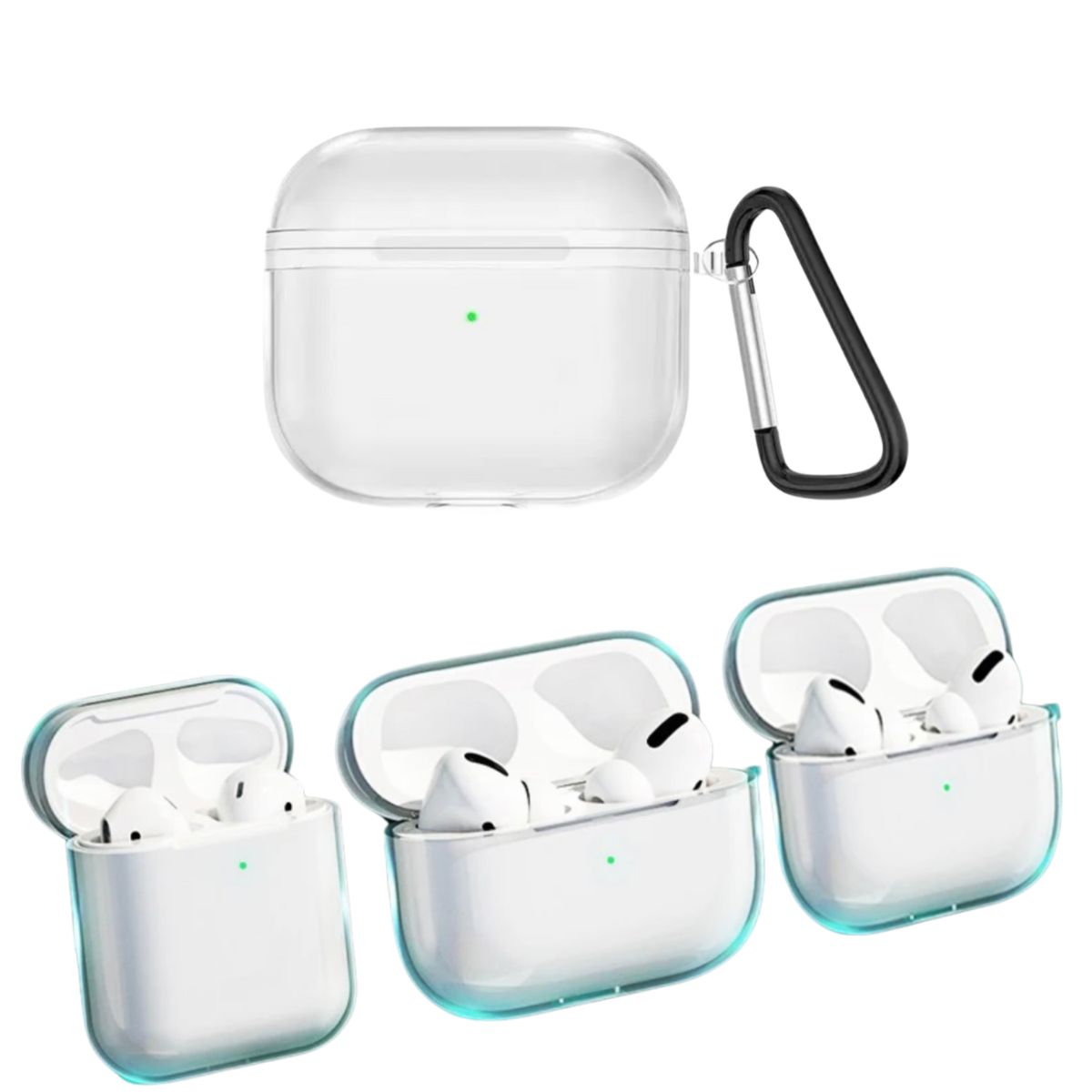 GENERICO - Funda Transparente + Gancho Para AirPods Pro 2 GEN