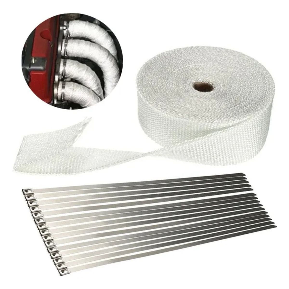 GENERICO - 10m Cintas De Tubos De Escape Para Motocicleta Con 4 Bridas