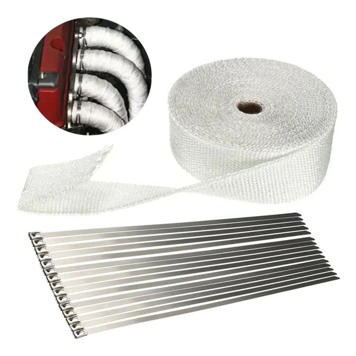 GENERICO - 10m Cintas De Tubos De Escape Para Motocicleta Con 4 Bridas