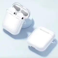 GENERICO - Funda Transparente + Gancho Para AirPods 1 / 2 GEN