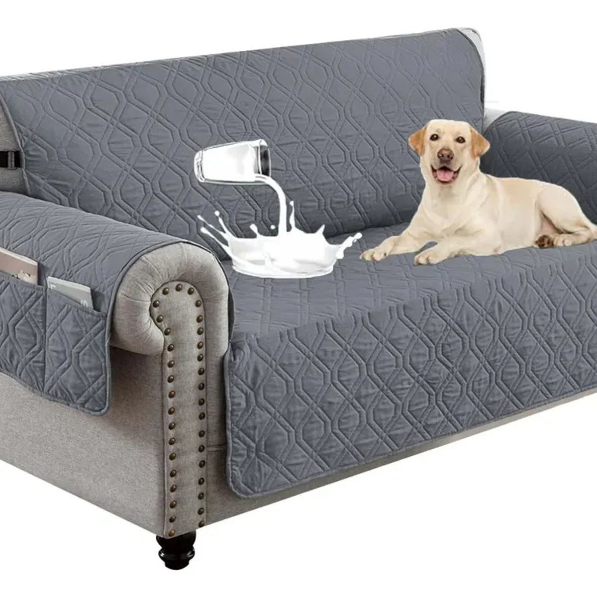 EVERSO - Funda Cubre Sillon Sofá Impermeable Para Gatos 2Cuerpos Gris-2 Cuerpos