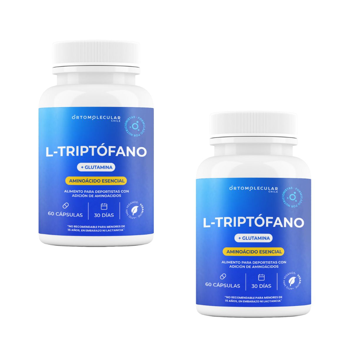 ORTOMOLECULAR - Pack x 2 L-triptofano + Glutamina 60 Capsulas Ortomolecular
