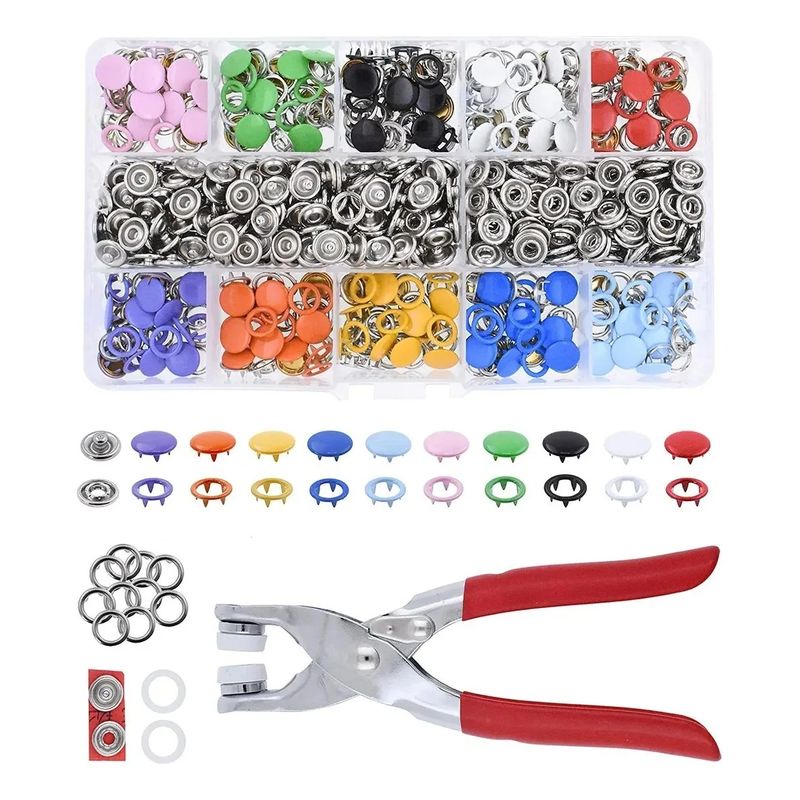 GENERICO - Set De Remachadora + 200 Broches Botones Snap De Metal